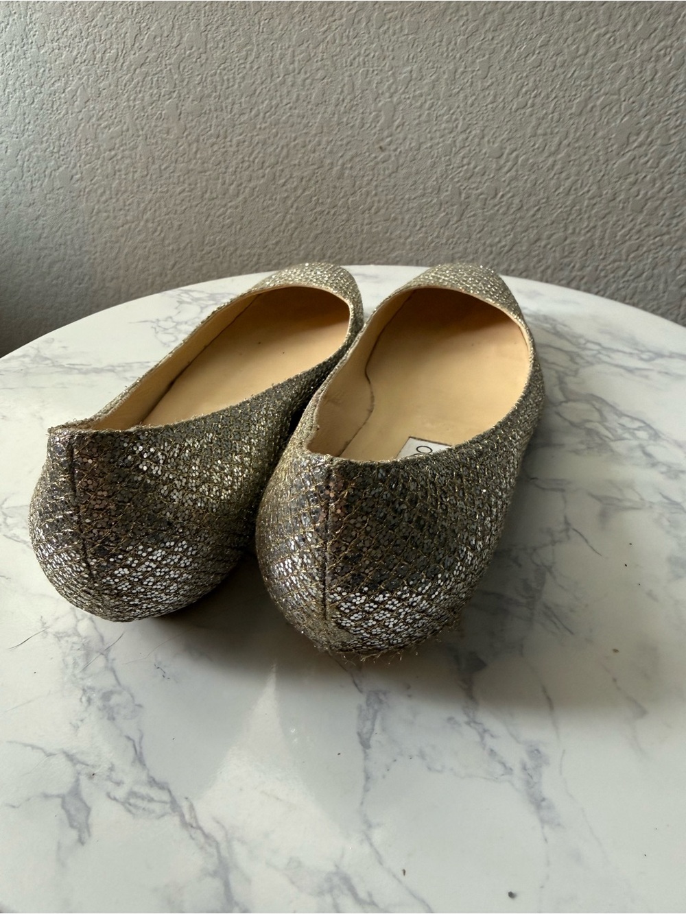 Jimmy Choo Glitter Woven Ballet Flats in Metallic Silver - Picture 3 of 6